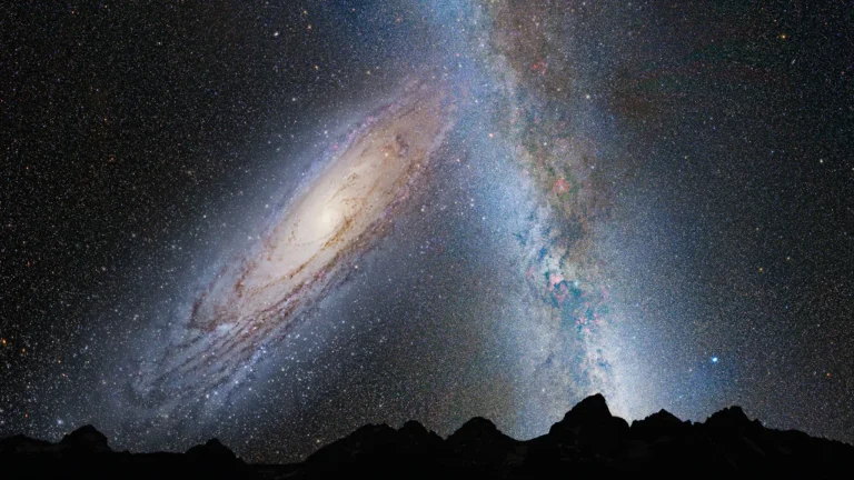 The Milky Way seems to be touching the Andromeda galaxy