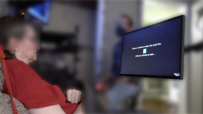A study participant with difficulty speaking clearly due to a stroke uses the brain–computer interface. Credit: Emory BrainGate Team
