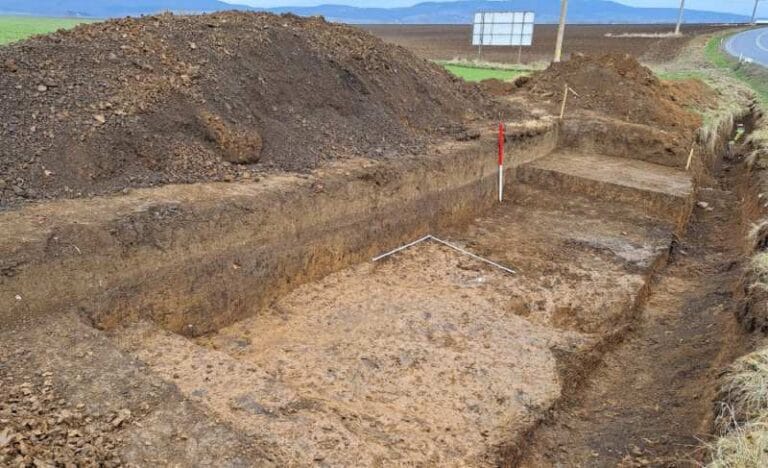 Neolithic dwelling during research/excavation.