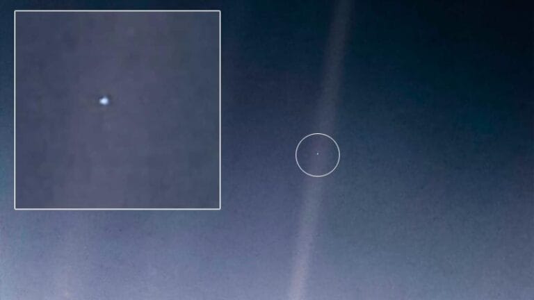 Pálido Ponto Azul: a imagem mais distante que temos da Terra, capturada pela espaçonave Voyager 1, da NASA. Crédito da imagem: NASA