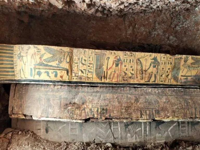Some of the sarcophagi discovered. Credit: Ministry of Tourism and Antiquities.