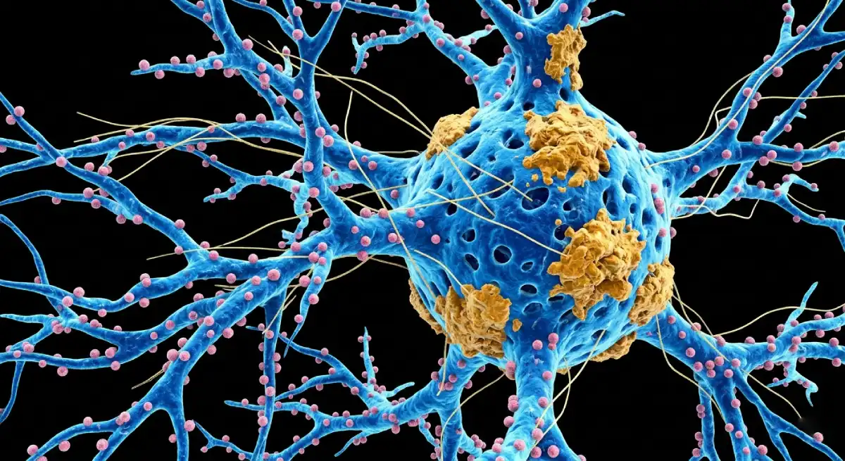 As placas de beta-amiloide podem prejudicar os neurônios no cérebro.