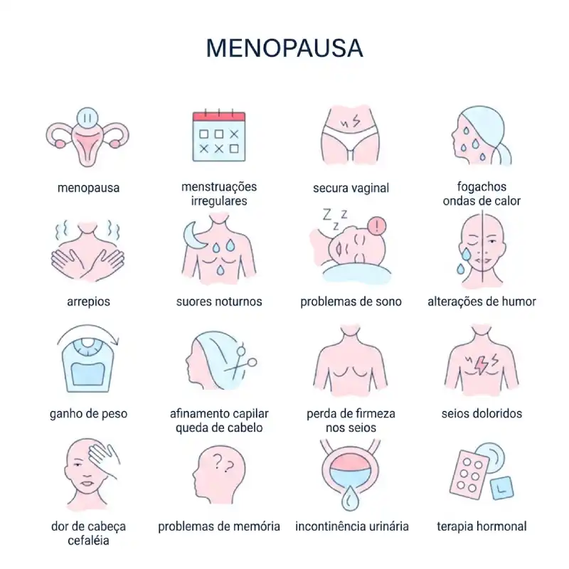 Sintomas da menopausa.