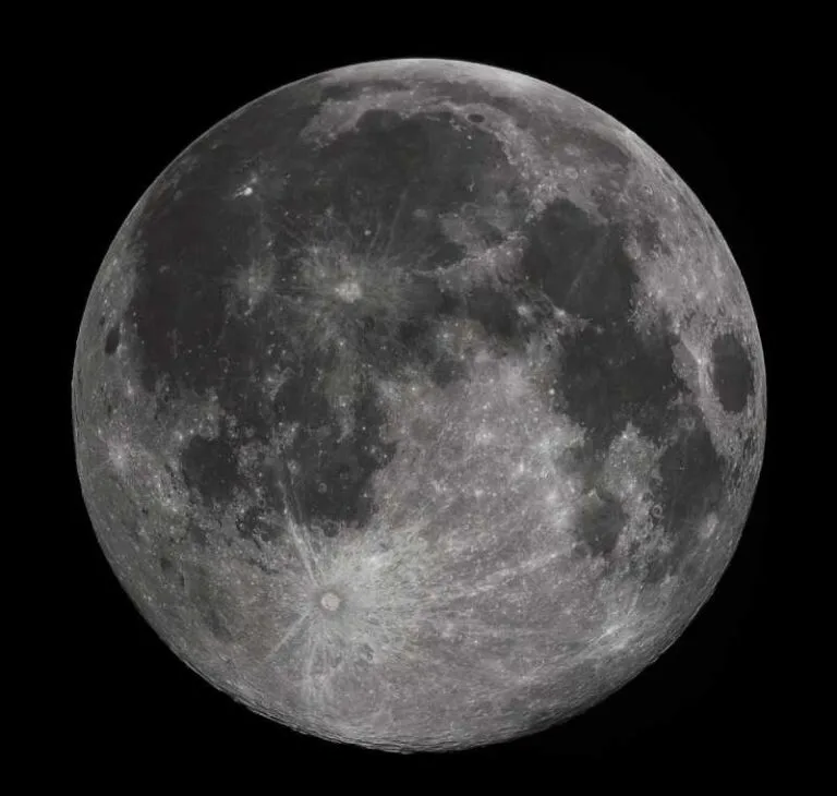 Full Moon photograph taken on October 22, 2010, from Madison, Alabama, USA. Captured using a Celestron 9.25 Schmidt-Cassegrain telescope. Credit: Gregory H. Revera / via Wikipedia.