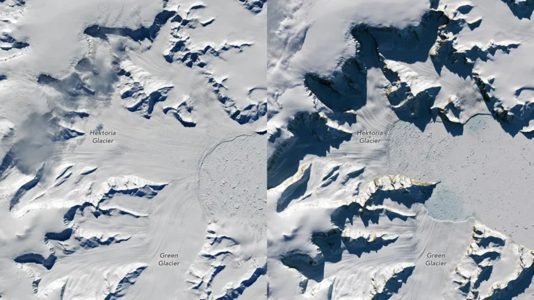Glaciar Hektoria na Antártica recua 15 milhas em 15 meses