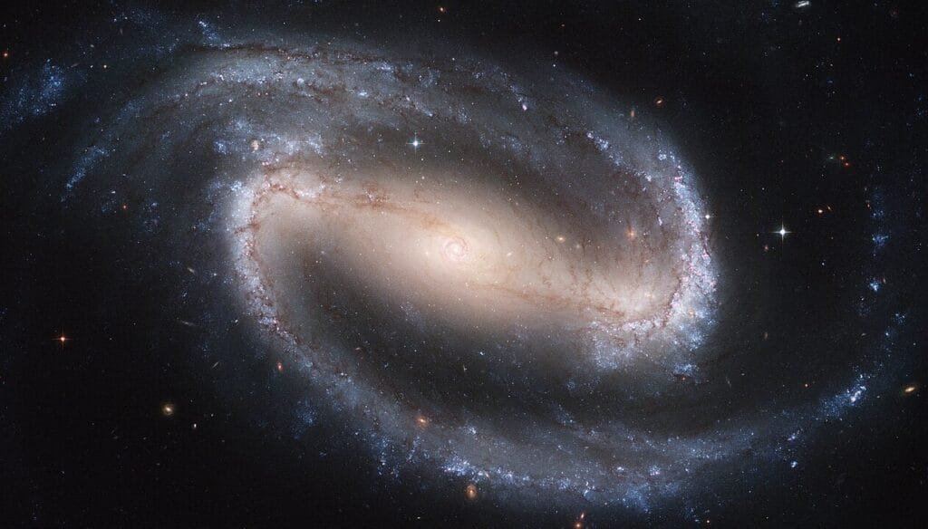 Barred spiral galaxy known as NGC 1300 viewed nearly face-on. It's thought the Milky Way is a barred spiral like this (Credit: NASA, ESA, and The Hubble Heritage)