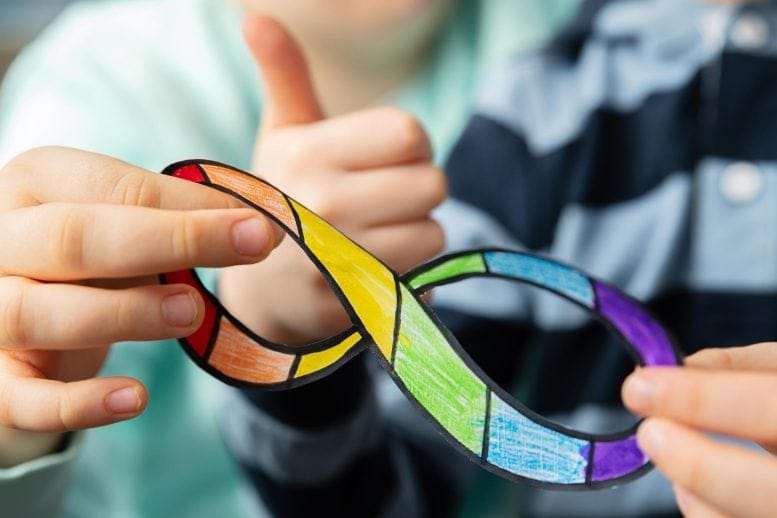 Autism Infinity Rainbow Symbol Child Thumbs Up