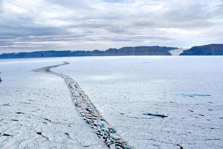 Dark Melt Channel on Petermann Glacier