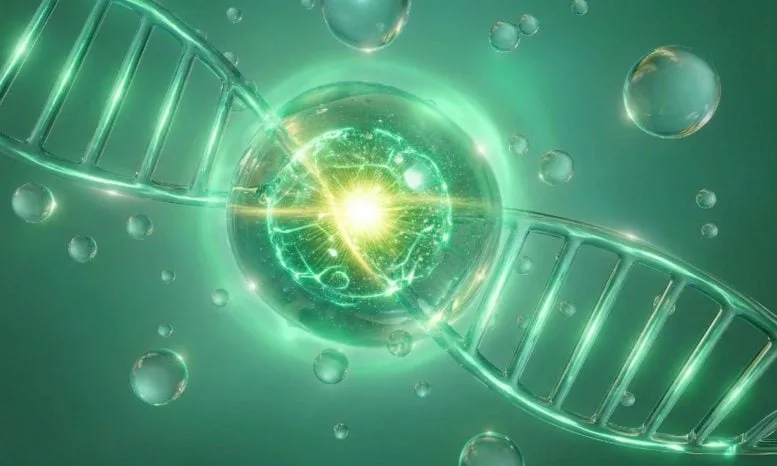 Green Glowing Cell DNA Origin of Life