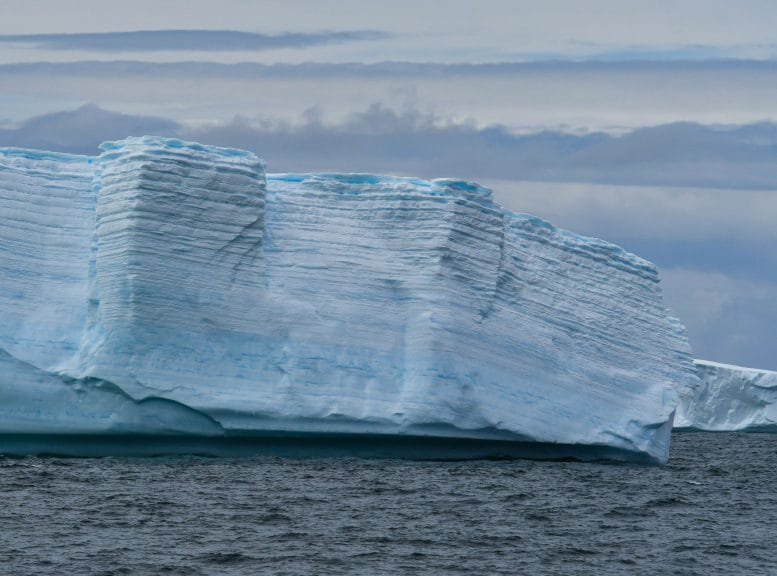 Layered Antarctic Iceberg at Sea