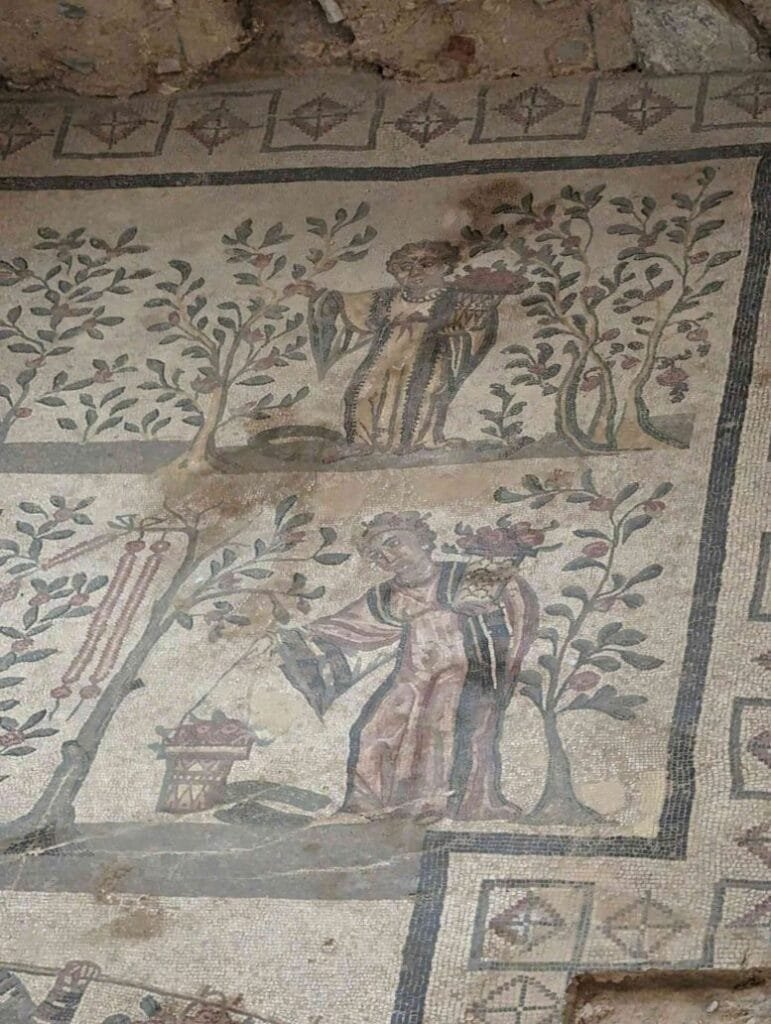Mosaic of Roman Farm Women at the Villa Romana Del Casale