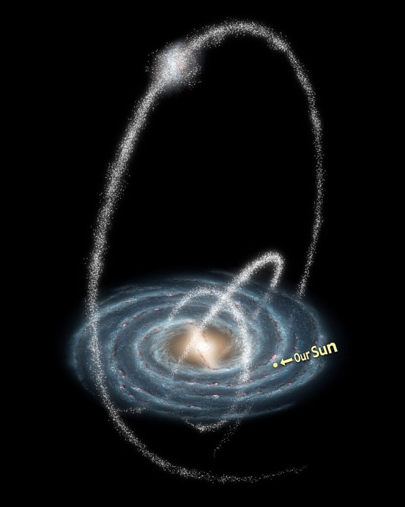 Artist's impression of stellar streams within the Milky Way. NASA/JPL-Caltech/R. Hurt (SSC/Caltech)