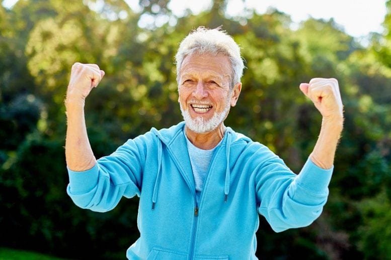 Smiling Senior Man Strength Fitness Exercise