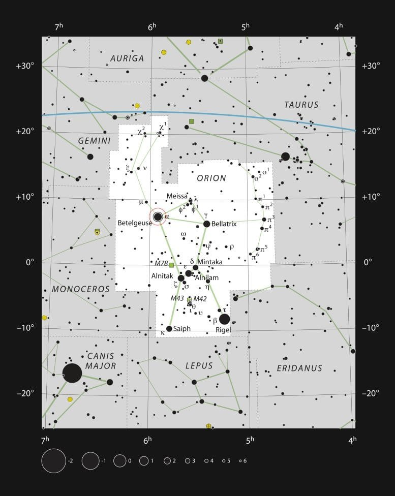 The Star Betelgeuse in the Constellation of Orion