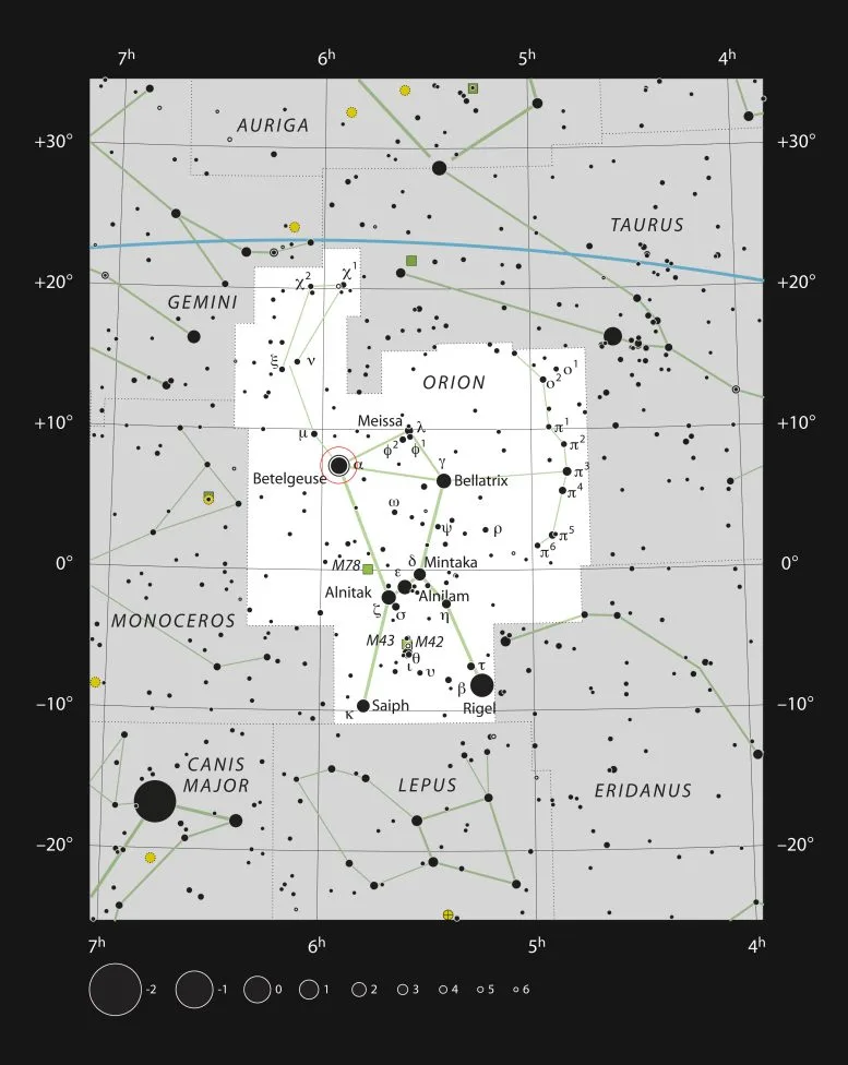 The Star Betelgeuse in the Constellation of Orion
