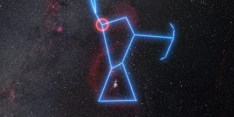 Wide-Field View of the Region of the Sky Where Betelgeuse Is Located