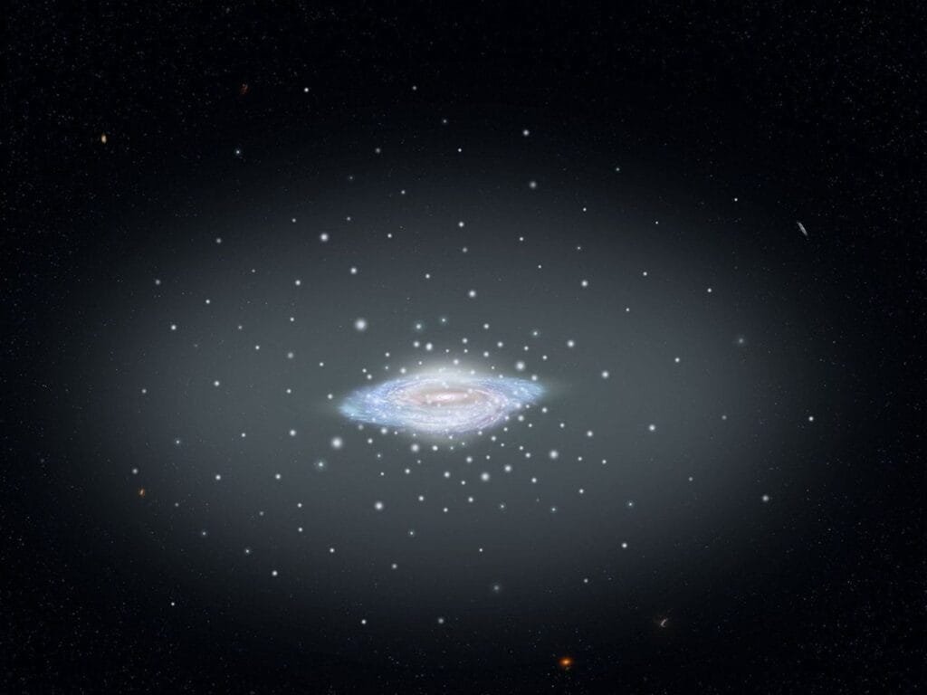 An illustration of globular clusters associated with the Milky Way Galaxy. Most galaxies have globular clusters. Credit: NASA/ESA, A. Feild.