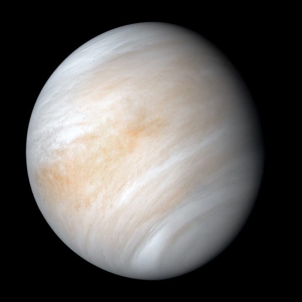 Venus shrouded in its dense, fast moving cloud layer, the atmosphere here circles the planet in about four days, nearly sixty times faster than Venus itself actually rotates, the exact discrepancy at the heart of the new research (Credit : NASA/JPL-Caltech)