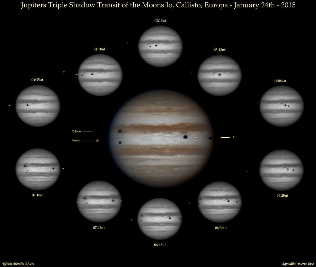 The 2015 triple shadow transit. Credit: Efrain Morales.