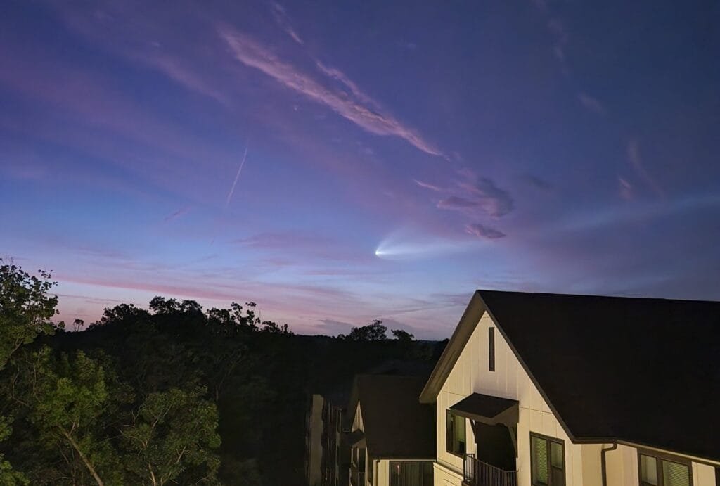 An early morning Starlink launch caught from Cary, North Carolina. Credit: Dave Dickinson.