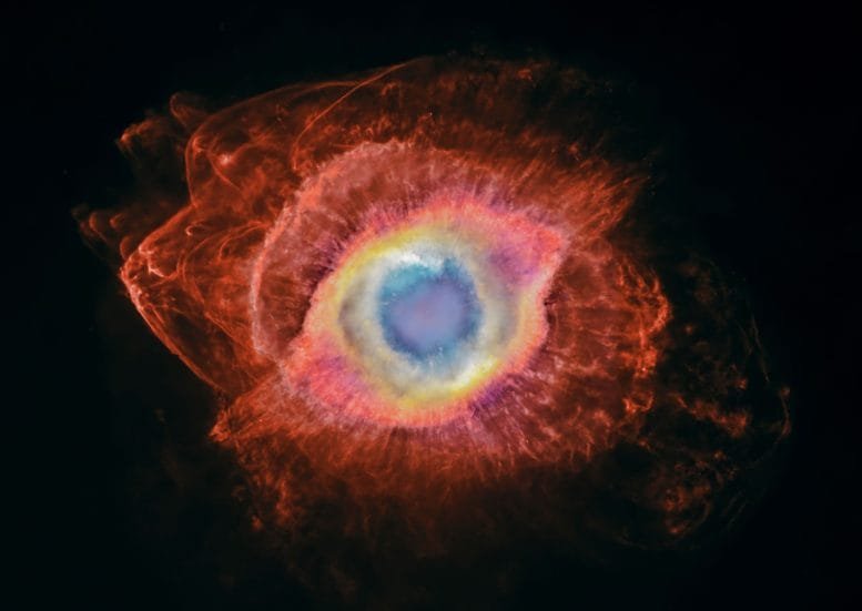 Color View of the Helix Nebula and Stellar Bow Shocks