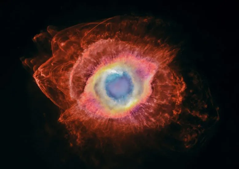 Color View of the Helix Nebula and Stellar Bow Shocks