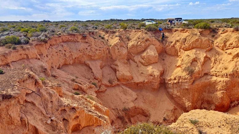 Curtin Field Researcher Abseiling Into Cave Collapse