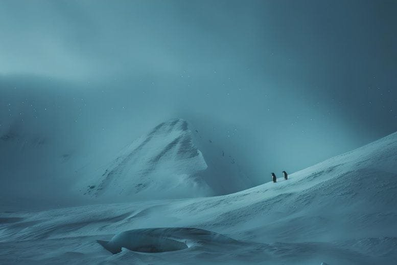 Ice Antarctica Snow Capped Mountains Penguins