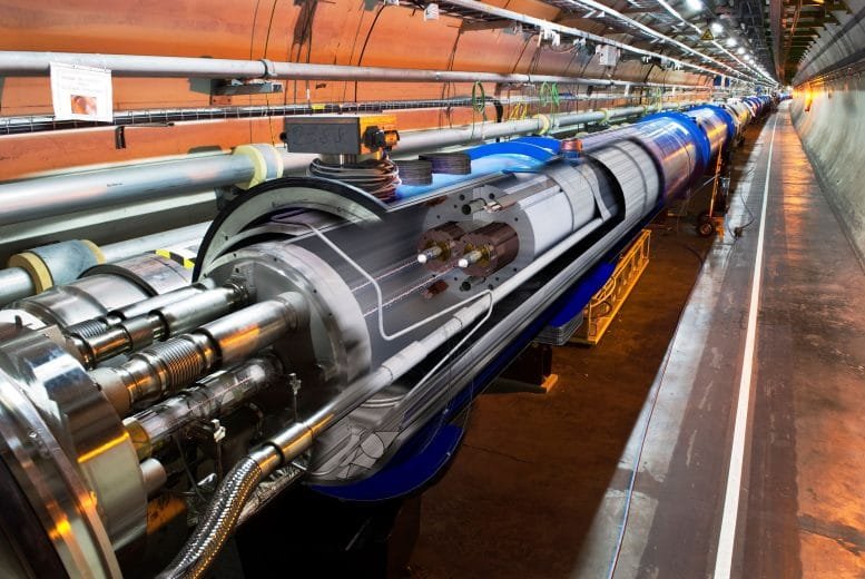 Large Hadron Collider Accelerator in the Tunnel at CERN
