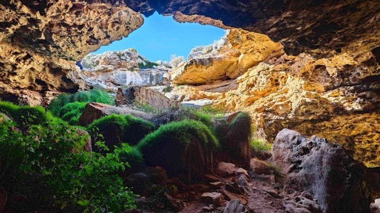 Limestone Cave Opening on the Nullarbor Plain
