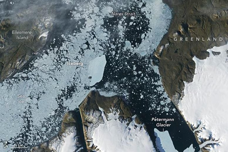 Petermann Glacier Iceberg Joe Island August 24 Annotated