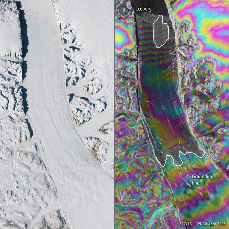 Petermann Ice Tongue Fractures Interferometry