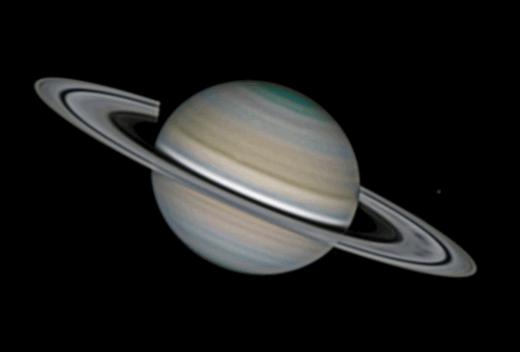 Saturn surging in brightness near opposition. the two images were taken nearly a month apart. Credit: Maximilian-Vlad Teodorescu.