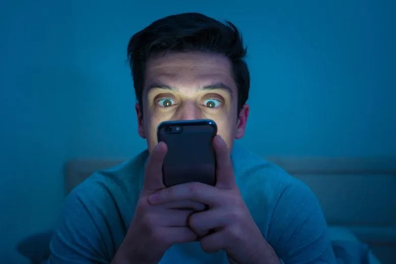 Smartphone Addiction Man Staring Cell Phone