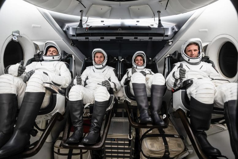 SpaceX Crew-13 Members Inside Dragon Spacecraft