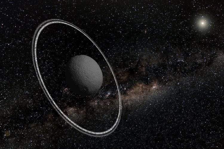 JWST revela evolução dinâmica nos anéis de Chariklo