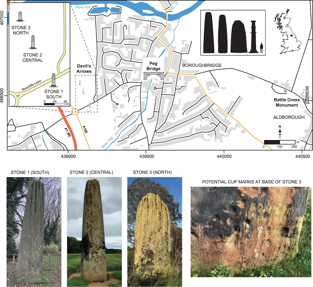 devil's arrows megalithic stones Yorkshire 25 tons carried 13 miles