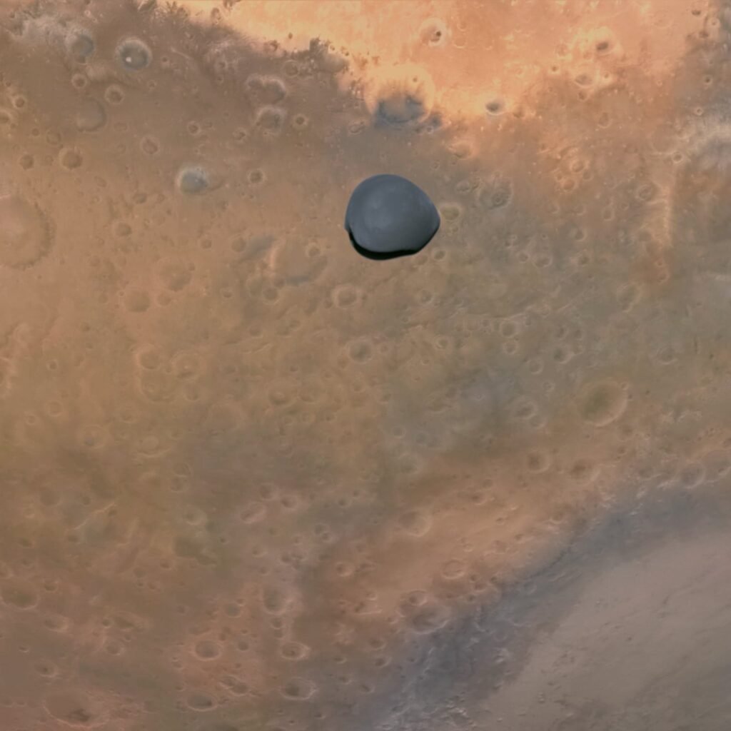 Hera images Deimos during the mission's March 2025 Mars flyby. Credit: ESA/Andrea Luck/CC BY 2.0