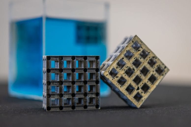 Polyurethane Filled Titanium Lattice Cube Cross Sections