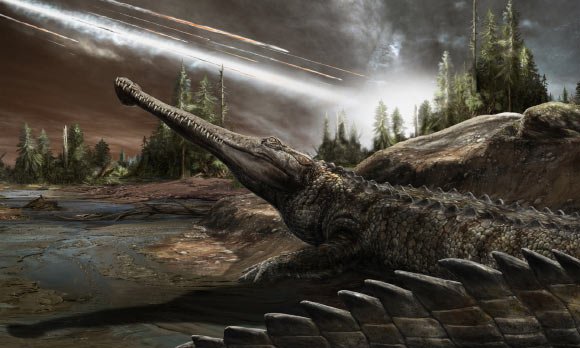 A crocodylian surviving the dinosaur extinction. Image credit: Davide Bonadonna.